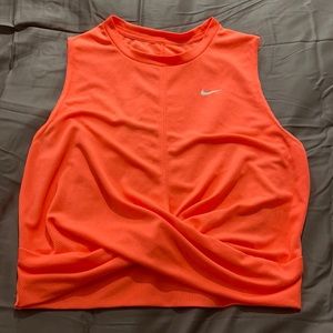 Neon Orange crop twist front tank top